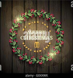 Couronne de Noël vecteur salutations. Les éléments sont séparément en couches en fichier vectoriel. Illustration de Vecteur