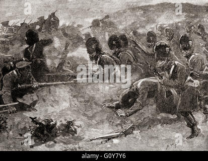 Les gardiens de la récupération des piles de sacs de sable à la bataille d'Inkerman, 5 novembre 1854, au cours de la guerre de Crimée. Banque D'Images