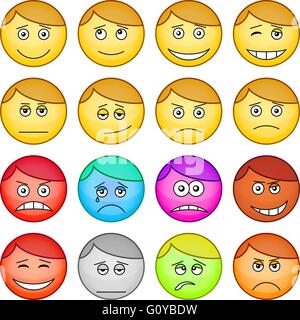 Smilies ronde, set Illustration de Vecteur