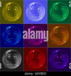 Smileys bulles colorées, Illustration de Vecteur