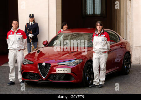 Rome, Italie. 5 mai, 2016. Rome 5 mai 2016. Présentation de la nouvelle Giulia par Alfa Romeo. Credit : Insidefoto/Alamy Live News Banque D'Images