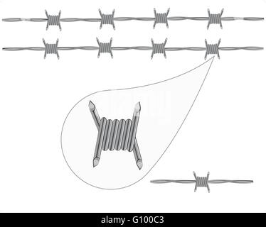 Vector illustration des barbelés sur fond blanc Illustration de Vecteur