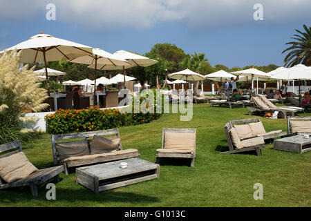 Gecko boutique hôtel de luxe, la plage de Migjorn, Formentera Island, Îles Baléares, Espagne, Europe. Banque D'Images