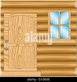 La fenêtre d'illustration et porte dans chambre d'arbre Illustration de Vecteur