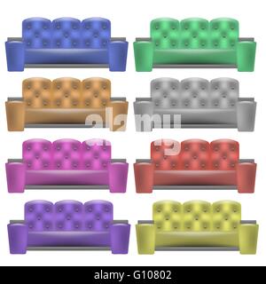 Confortable canapé en cuir coloré doux Illustration de Vecteur