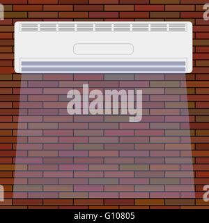 Air conditionné sur le mur de brique rouge. Illustration de Vecteur