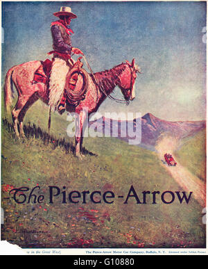 Old vintage original magazine américain annonce pleine page couleur de l'époque édouardienne datée 1910. Publicité Publicité par l'voitures Pierce-Arrow Motor Car Company de Buffalo New York USA Banque D'Images