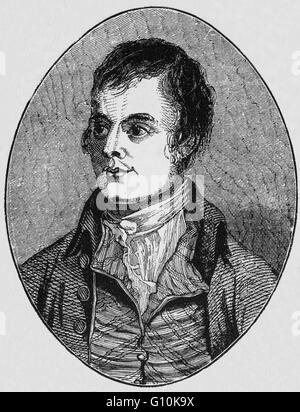 Robert Burns (1759 - 1796), également connu sous le nom de Rabbie Burns, le barde de l'Ayrshire, un poète écossais et parolier, largement considéré comme le poète national de l'Ecosse. Banque D'Images