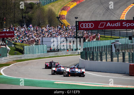 Le circuit Spa-Francorchamps, Belgique. 07Th Mai, 2016. Championnat du monde d'endurance de 6 heures de Spa-Francorchamps. Le top trois têtes en descente. Credit : Action Plus Sport/Alamy Live News Banque D'Images