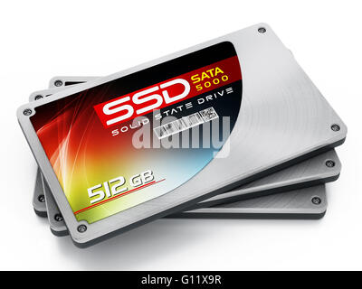 Disques durs SSD isolé sur fond blanc. Banque D'Images