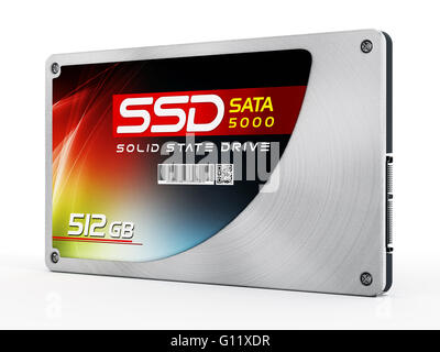 Disques durs SSD isolé sur fond blanc. Banque D'Images