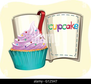 Glaçage Cupcake avec une illustration de livres et Illustration de Vecteur