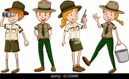 Park Rangers en uniforme brun illustration Illustration de Vecteur