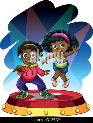 African American boy and girl dancing illustration Illustration de Vecteur