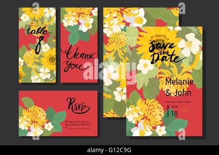 Tournesol fleurs, narcisses, fraise fleurs retro vintage, vector illustration Illustration de Vecteur