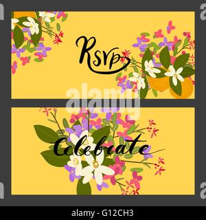 Arabis Floral et orange fleurs retro vintage, vector illustration Illustration de Vecteur