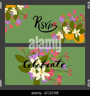 Arabis Floral et orange fleurs retro vintage, vector illustration Illustration de Vecteur