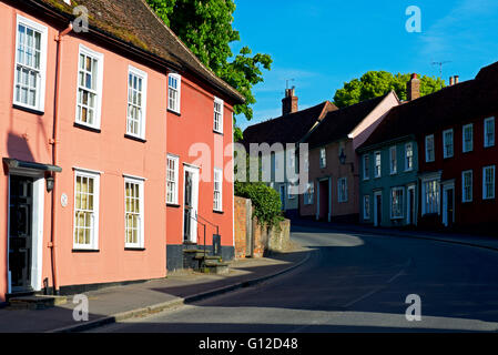 Maisons sur Watling Street à Thaxted, Essex, Angleterre, Royaume-Uni Banque D'Images