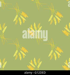 Des épis de blé. Tas de blé dans le scénario. Venu les oreilles, bijoux, oreilles grains, grains d'or, pour cultiver des céréales. Illustration de Vecteur