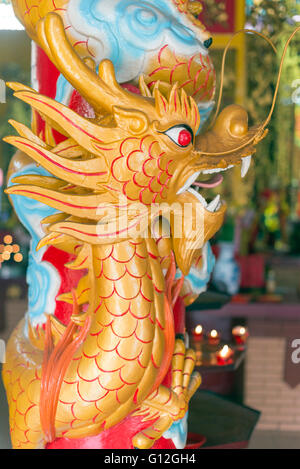 En Asie du sud-est, le Vietnam, Ho Chi Mihn Ville (Saigon), Cholon, ONG Bon pagode, décoration dragon peint Banque D'Images