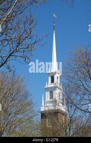 La flèche de la Harvard Memorial Church, l'Université de Harvard, Cambridge, Massachusetts, USA Banque D'Images