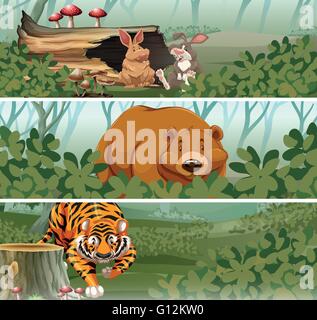 Les animaux sauvages dans la jungle illustration Illustration de Vecteur