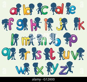 Les enfants avec les alphabets anglais illustration Illustration de Vecteur