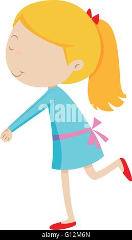 Petite fille en robe bleue illustration Illustration de Vecteur