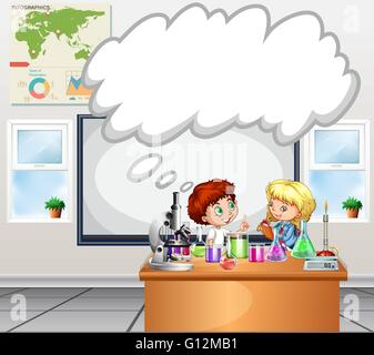 Enfants faire des expériences en classe illustration Illustration de Vecteur