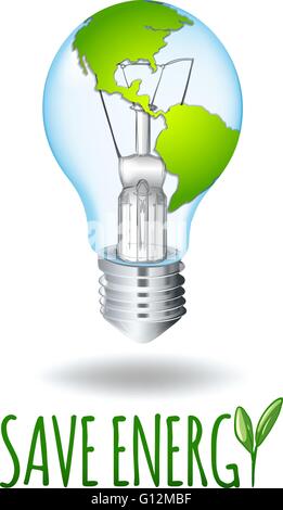 Économiser de l'énergie thème avec la masse sur lightbulb illustration Illustration de Vecteur