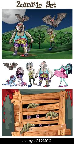 Zombies marcher dans le parc illustration Illustration de Vecteur