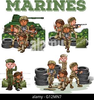 Des soldats armés combats illustration Illustration de Vecteur