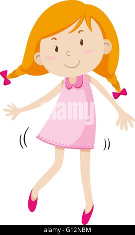 Petite fille en robe rose illustration Illustration de Vecteur