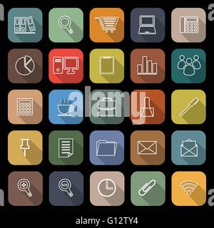 Ligne de bureau télévision icône avec long shadow, stock vector Illustration de Vecteur