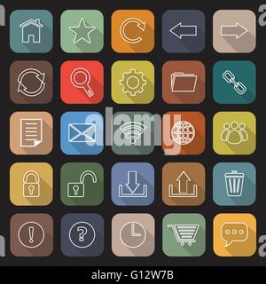 Ligne de la barre d'outils avec icônes plat long shadow, stock vector Illustration de Vecteur