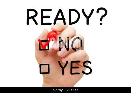 Mettre la main coche avec marqueur rouge sur aucun prêt. Banque D'Images