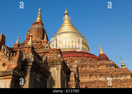 La Paya Dhammayazika dans les environs de New Bagan (Myanmar), avec son dôme doré en forme de cloche. Le temple Dhammayazika. Banque D'Images