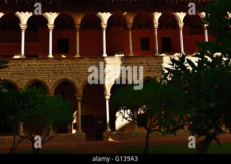 Cloître gothique du Monastère de Pedralbes à Barcelone, Catalogne, Espagne, Europe Banque D'Images