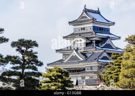 Beau château de Matsumoto en hiver, Nagano, Japon Banque D'Images