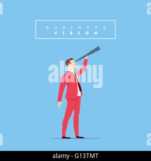 Homme d'affaires en costume rouge. Vector illustration style plat. Illustration de Vecteur