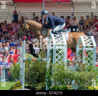 Maison de badminton, badminton, au Royaume-Uni. Le 08 mai, 2016. Mitsubishi Motors Badminton Horse Trials. Jour 5. Zara Tindall (GBR) riding &# x 2018;Royaume élevé' membre de la médaille d'équipes à la fois les Jeux Olympiques de 2014 à Londres et des Jeux équestres mondiaux au cours de l'élément de la cso Mitsubishi Motors Badminton Horse Trials. Credit : Action Plus Sport Images/Alamy Live News Banque D'Images