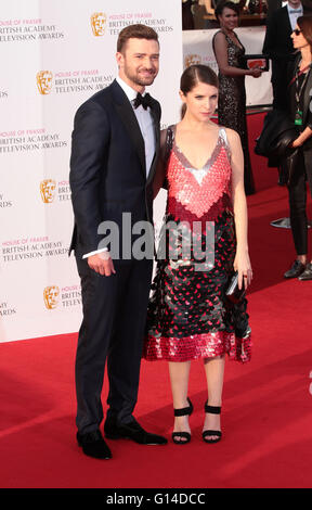 Londres, Royaume-Uni. 8 mai, 2016. Justin Timberlake et Anna Kendrick arrive pour la House of Fraser British Academy Television Award Banque D'Images