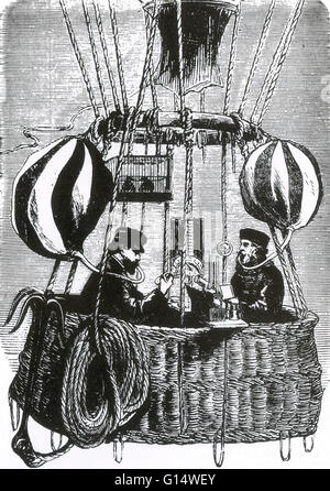 L'ascension du ballon et Sivel Croce-Spinelli, qui ont mené avec eux une quantité considérable d'oxygène et fait des observations à des hauteurs allant jusqu'à 21 000 pieds. Au printemps de 1875, Gaston Tissandier s'est allié à deux autres aviateurs expérimentés, Josep Banque D'Images