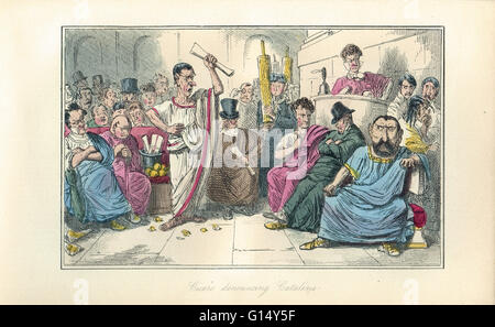 Cicéron dénonçant Cataline à Rome, 63 avant J.-C. par John Leech Banque D'Images