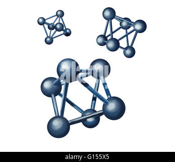 Modèles moléculaires octaédrique, artwork. Chaque modèle est composé de six atomes et douze obligations, qui constituent les sommets et les arêtes d'une forme à huit côtés connu comme un octaèdre. Parce que les six atomes dans chaque modèle moléculaire sont équidistants, ce sont des o Banque D'Images