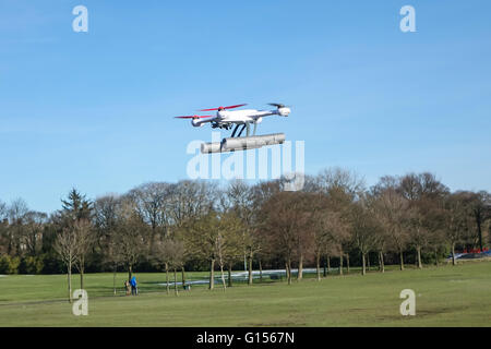 Blade 50QX hobby drone volant dans un parc, près d'arbres avec copie espace et aucun peuple Banque D'Images