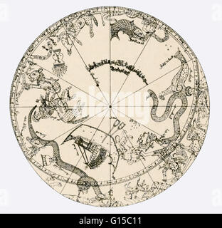 Une illustration de l'hémisphère sud d'un globe céleste en laiton appartenant au major-général Sir John Malcolm. Le globe en laiton a été faite par Muhammad ibn Hilal, éventuellement de Maragha, nord-ouest de l'Iran, AD 1275-76. Banque D'Images