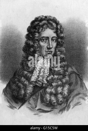 Robert Boyle (25 janvier 1627 - 31 décembre 1691) était un philosophe naturel, chimiste, physicien et inventeur. Il est considéré aujourd'hui comme le premier chimiste moderne, et l'un des pionniers de la méthode scientifique expérimentale moderne. Tous les importa Banque D'Images