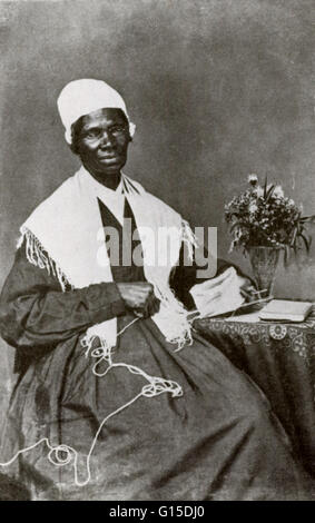 Sojourner Truth (ch. 1797 - 26 novembre, 1883) était le nom donné à l'autonomie, à partir de 1843, d'Isabella Baumfree, un Afro-américain de l'abolition et activiste des droits des femmes. Pour obtenir de l'argent pour ses voyages, Sojourner Truth vendu cartes postales (tels que celui-ci) avec il Banque D'Images