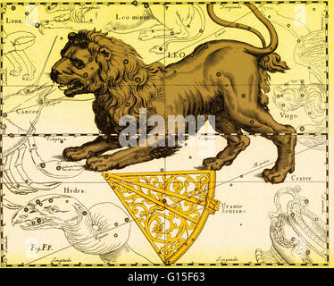 Le lion est l'une des constellations du zodiaque. Son nom est latin pour lion. L'une des 48 constellations décrites par le 2ème siècle, l'astronome Ptolémée et il reste l'une des 88 constellations modernes définie par l'Union Astronomique Internationale. L Banque D'Images